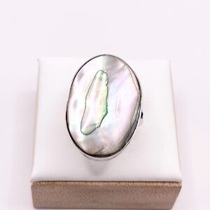 Size 4.5 TAXCO Abalone shell 925 sterling silver ring